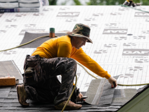 New residential roof being installed by Littlestown roofing contractor, Thomas Roofing Company.