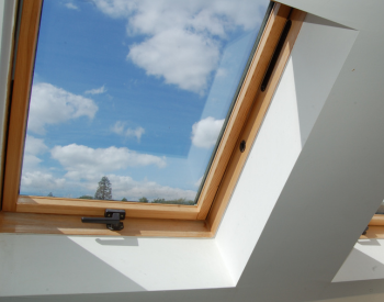 Close-up of a clean skylight